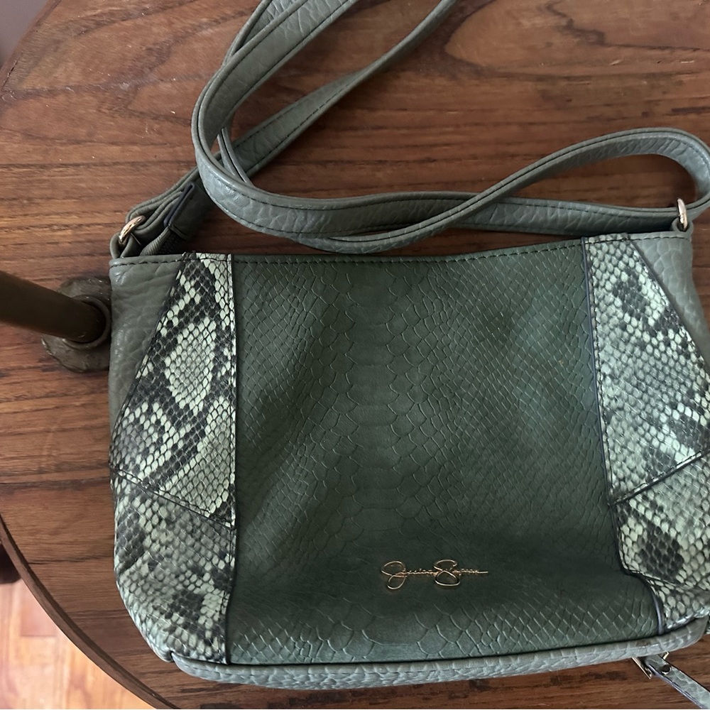 Jessica Simpson Green Lace Trim Crossbody Bag